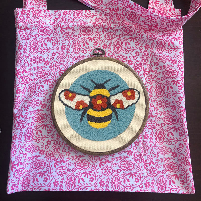 Floral Bee Punch Needle  Kit - Easy Starter Needlework | Unique Handmade Gifts - image 9