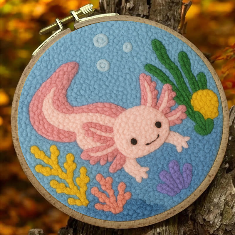 Axolotl Punch Needle  Kit - Cute Ocean Animal | Easy To Beginner - image 1