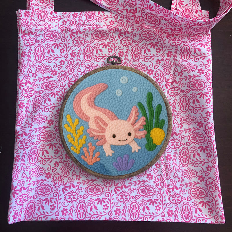 Axolotl Punch Needle  Kit - Cute Ocean Animal | Easy To Beginner - image 9
