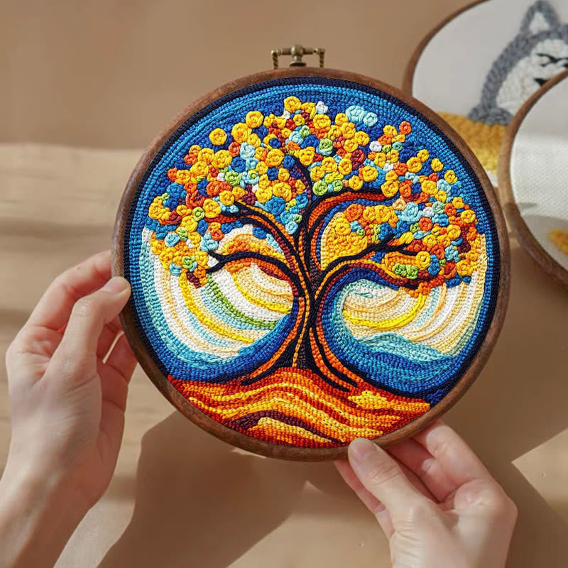 Golden Tree Punch Needle  Kit - Diy Sewing Crafts | Nice Art Gift - image 4