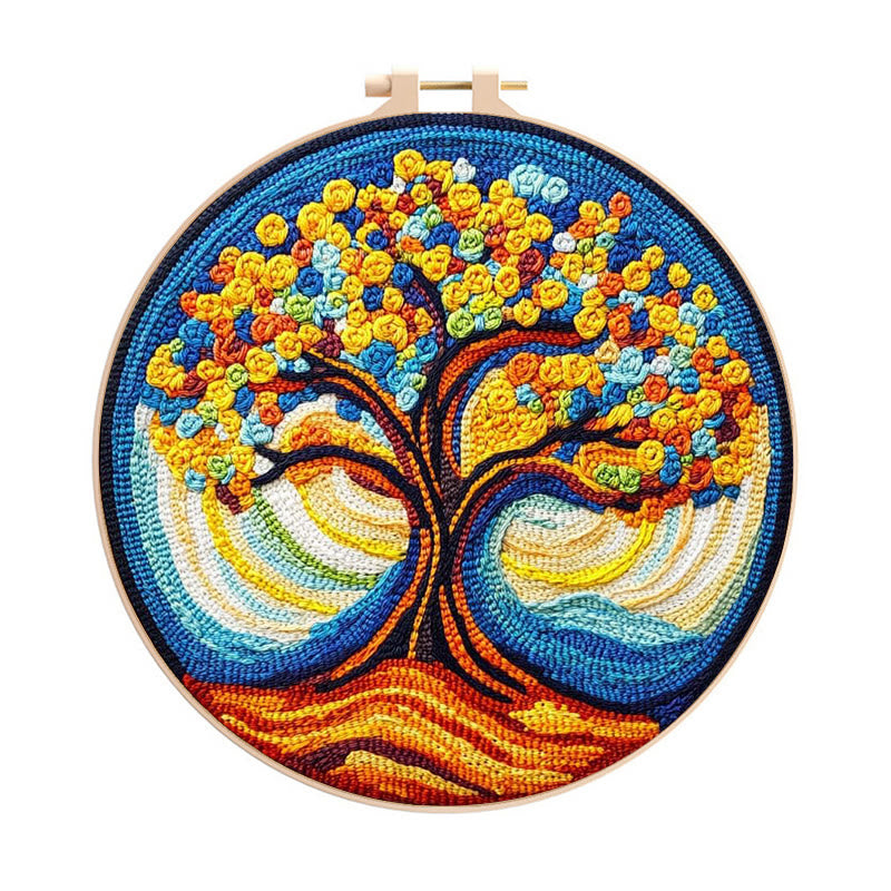 Golden Tree Punch Needle  Kit - Diy Sewing Crafts | Nice Art Gift - 20cm*20cm - image 0