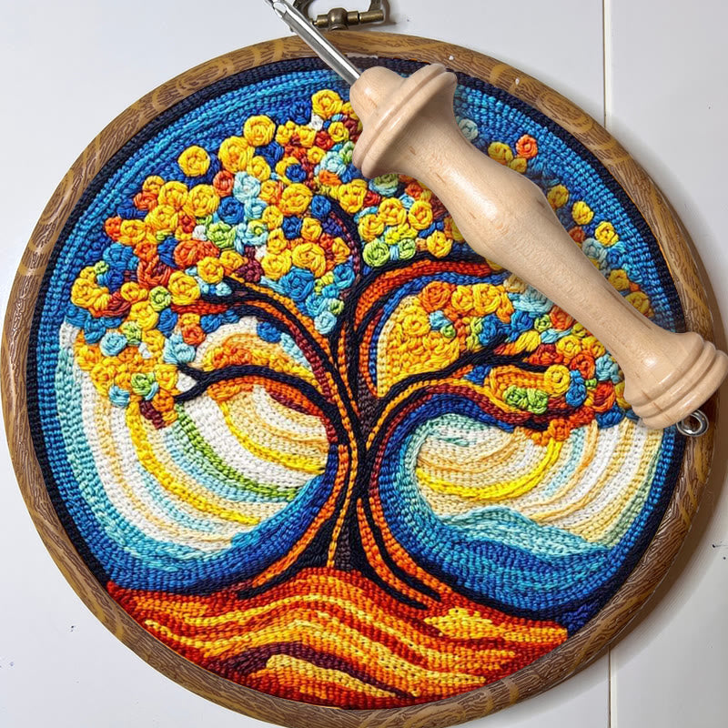 Golden Tree Punch Needle  Kit - Diy Sewing Crafts | Nice Art Gift - image 5