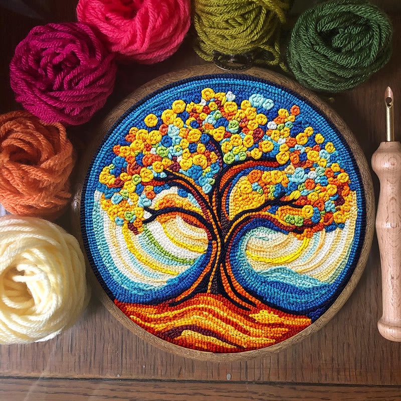 Golden Tree Punch Needle  Kit - Diy Sewing Crafts | Nice Art Gift - image 2