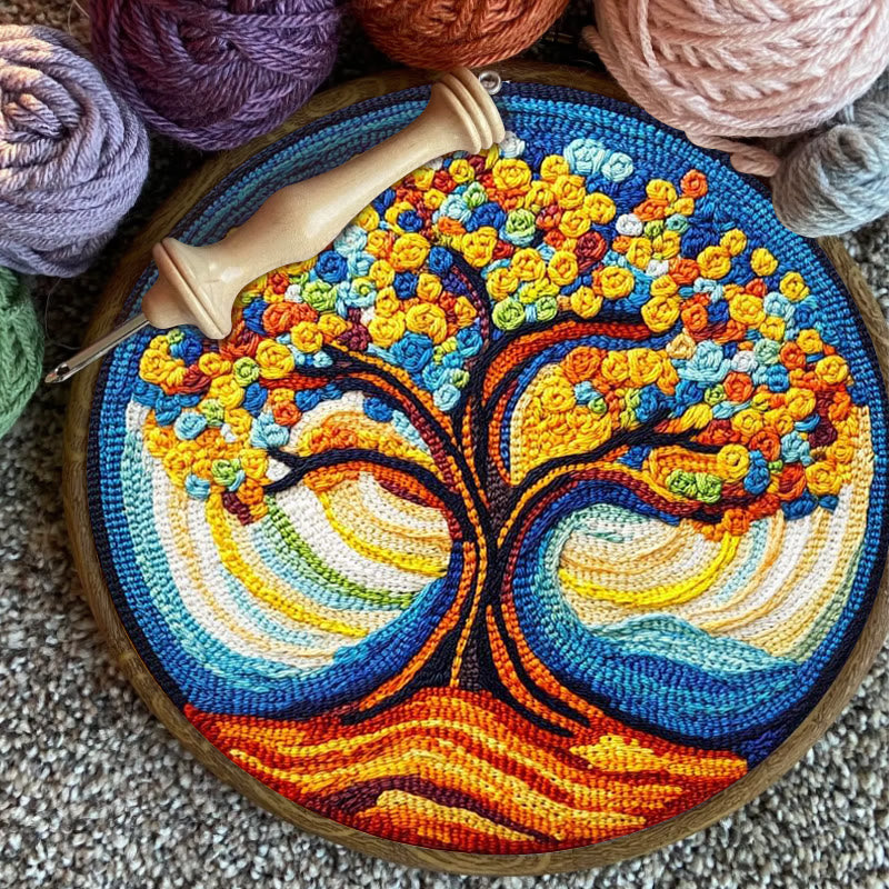 Golden Tree Punch Needle  Kit - Diy Sewing Crafts | Nice Art Gift - image 3