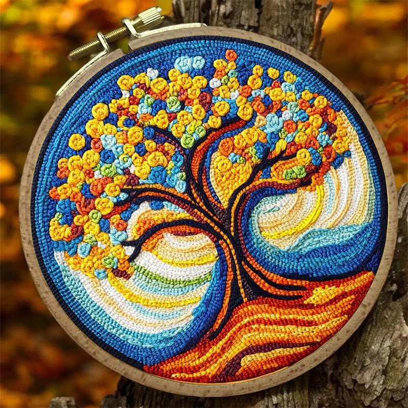 Golden Tree Punch Needle  Kit - Diy Sewing Crafts | Nice Art Gift - image 1