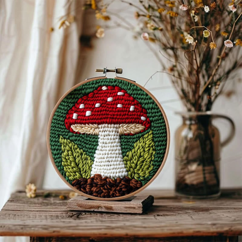 Red Mushroom Punch Needle  Kit - Handmade Home Ornament | Starter Sewing Set  - image 7