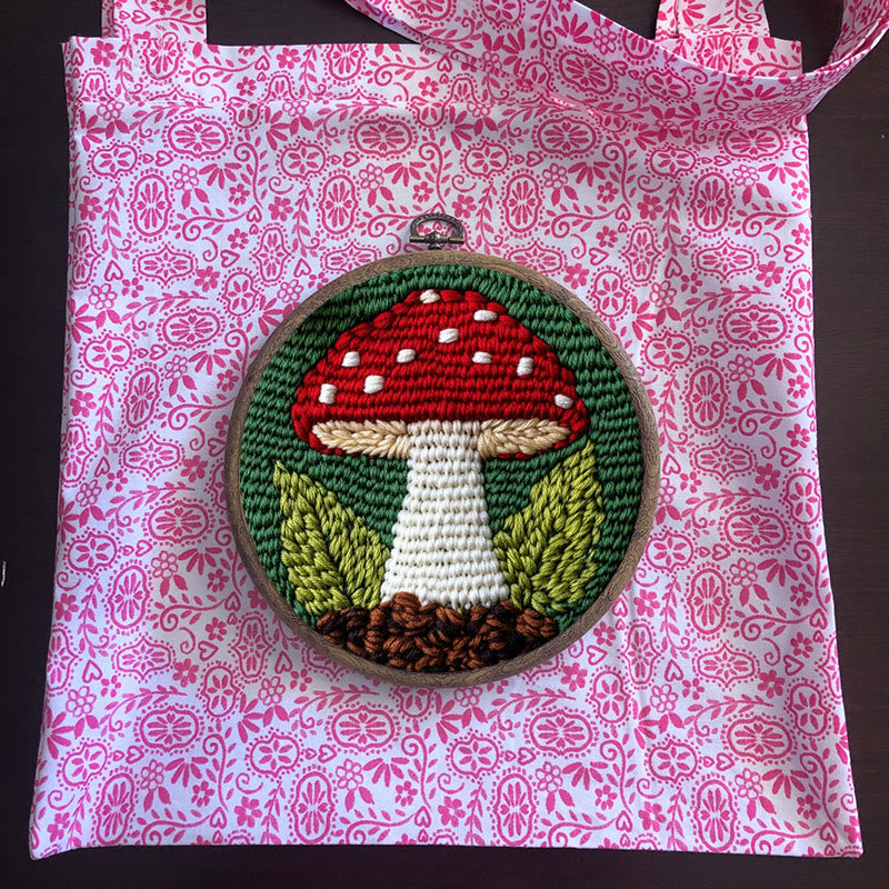 Red Mushroom Punch Needle  Kit - Handmade Home Ornament | Starter Sewing Set  - image 9