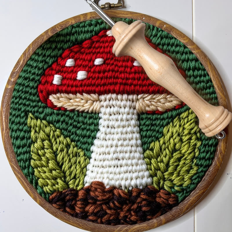 Red Mushroom Punch Needle  Kit - Handmade Home Ornament | Starter Sewing Set  - image 8