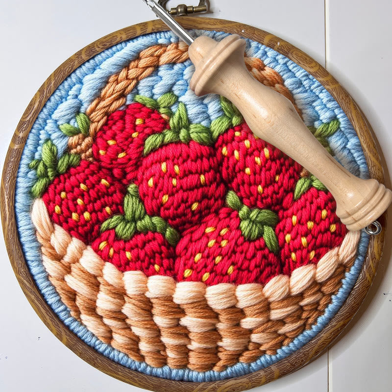 Strawberries Punch Needle  Kit - Handmade Art Collection |  Beginner-friendly Needle Craft - image 7