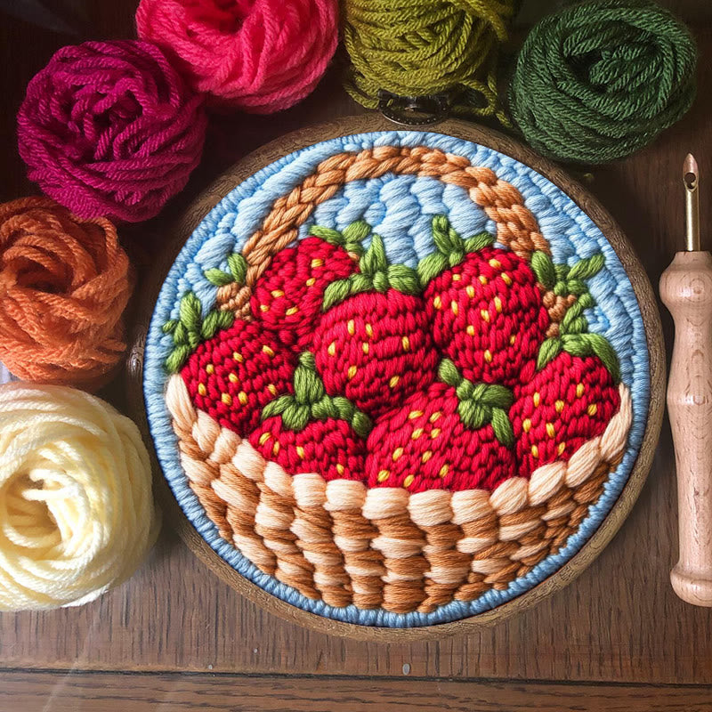 Strawberries Punch Needle  Kit - Handmade Art Collection |  Beginner-friendly Needle Craft - image 6