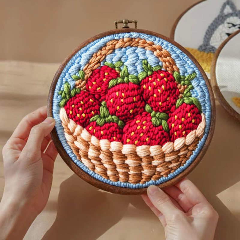 Strawberries Punch Needle  Kit - Handmade Art Collection |  Beginner-friendly Needle Craft - image 5