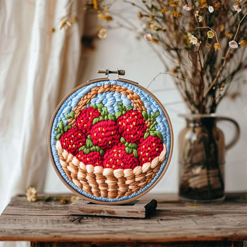 Strawberries Punch Needle  Kit - Handmade Art Collection |  Beginner-friendly Needle Craft - image 8