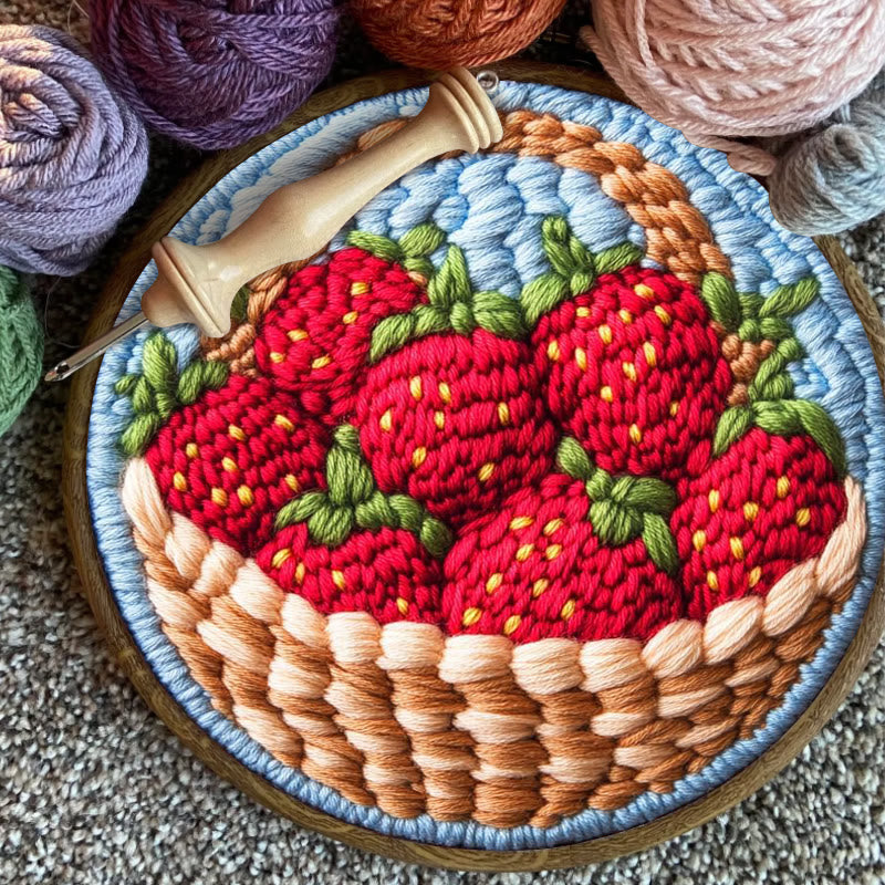 Strawberries Punch Needle  Kit - Handmade Art Collection |  Beginner-friendly Needle Craft - image 4