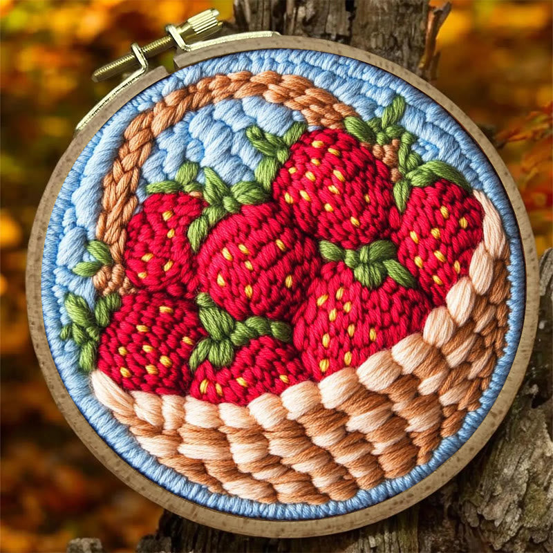 Strawberries Punch Needle  Kit - Handmade Art Collection |  Beginner-friendly Needle Craft - image 3