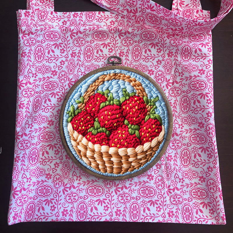 Strawberries Punch Needle  Kit - Handmade Art Collection |  Beginner-friendly Needle Craft - image 9