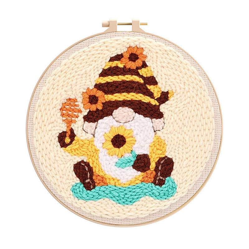 Honey Gnome Punch Needle  Kit - Cute Handmade Craft | Great Needlework Gifts  - 20cm*20cm - image 0