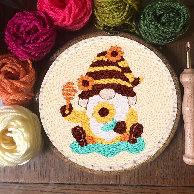 Honey Gnome Punch Needle  Kit - Cute Handmade Craft | Great Needlework Gifts  - image 1