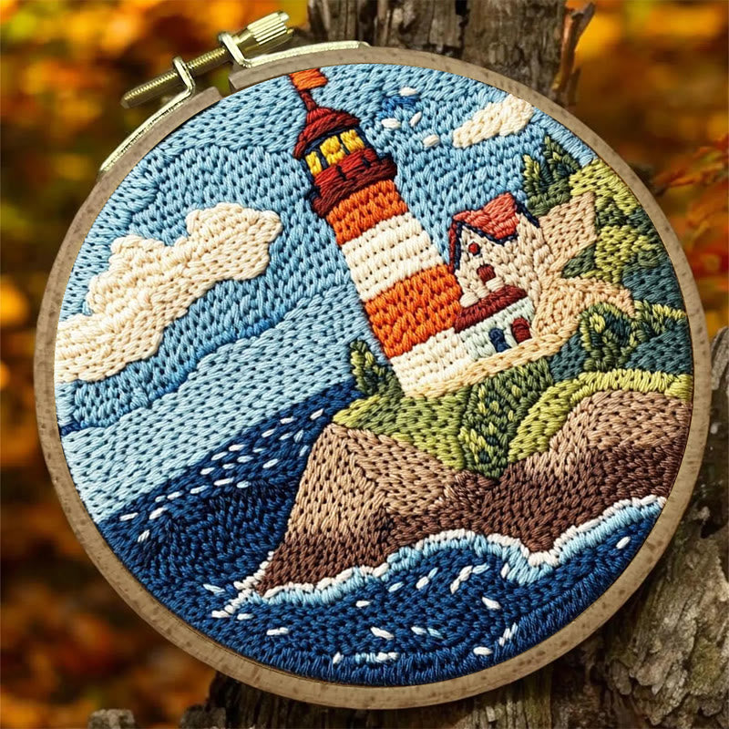 Seaside Lighthouse Punch Needle  Kit - Beautiful Landscape Craft | Perfect Room Decoration - image 1