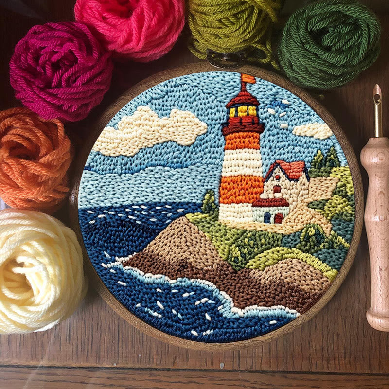 Seaside Lighthouse Punch Needle  Kit - Beautiful Landscape Craft | Perfect Room Decoration - image 2