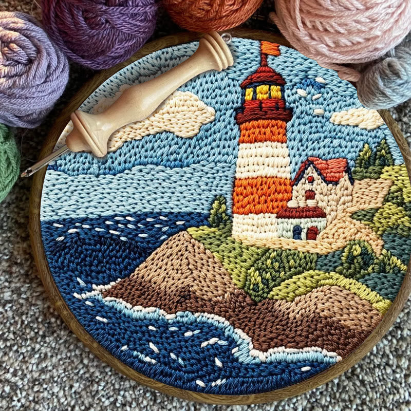 Seaside Lighthouse Punch Needle  Kit - Beautiful Landscape Craft | Perfect Room Decoration - image 3