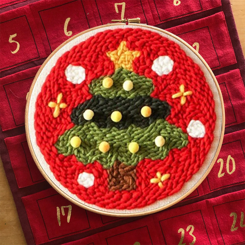 Shining Christmas Tree Punch Needle  Kit - Great  Christmas Gifts |  Perfect For Wall Decoration - image 1