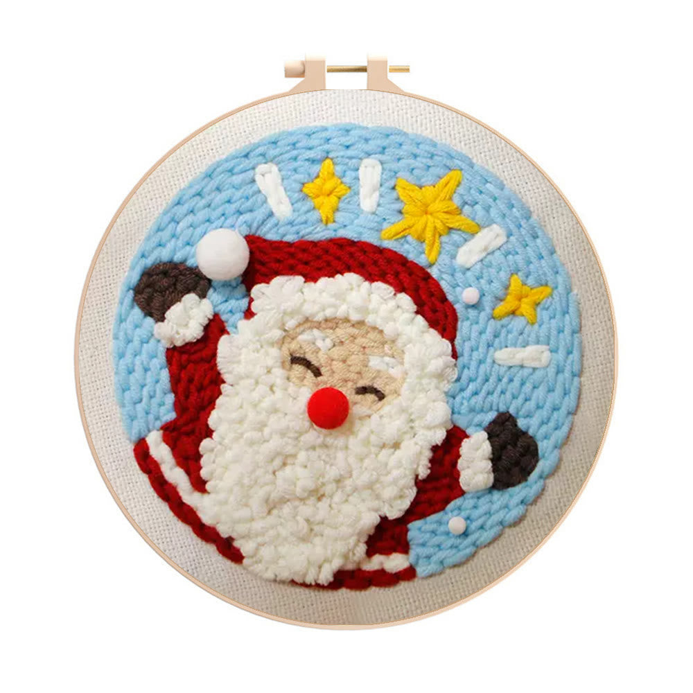 Christmas Surprise Punch Needle  Kit - Cute Santa Claus | Diy Christmas Craft - 20cm*20cm - image 0