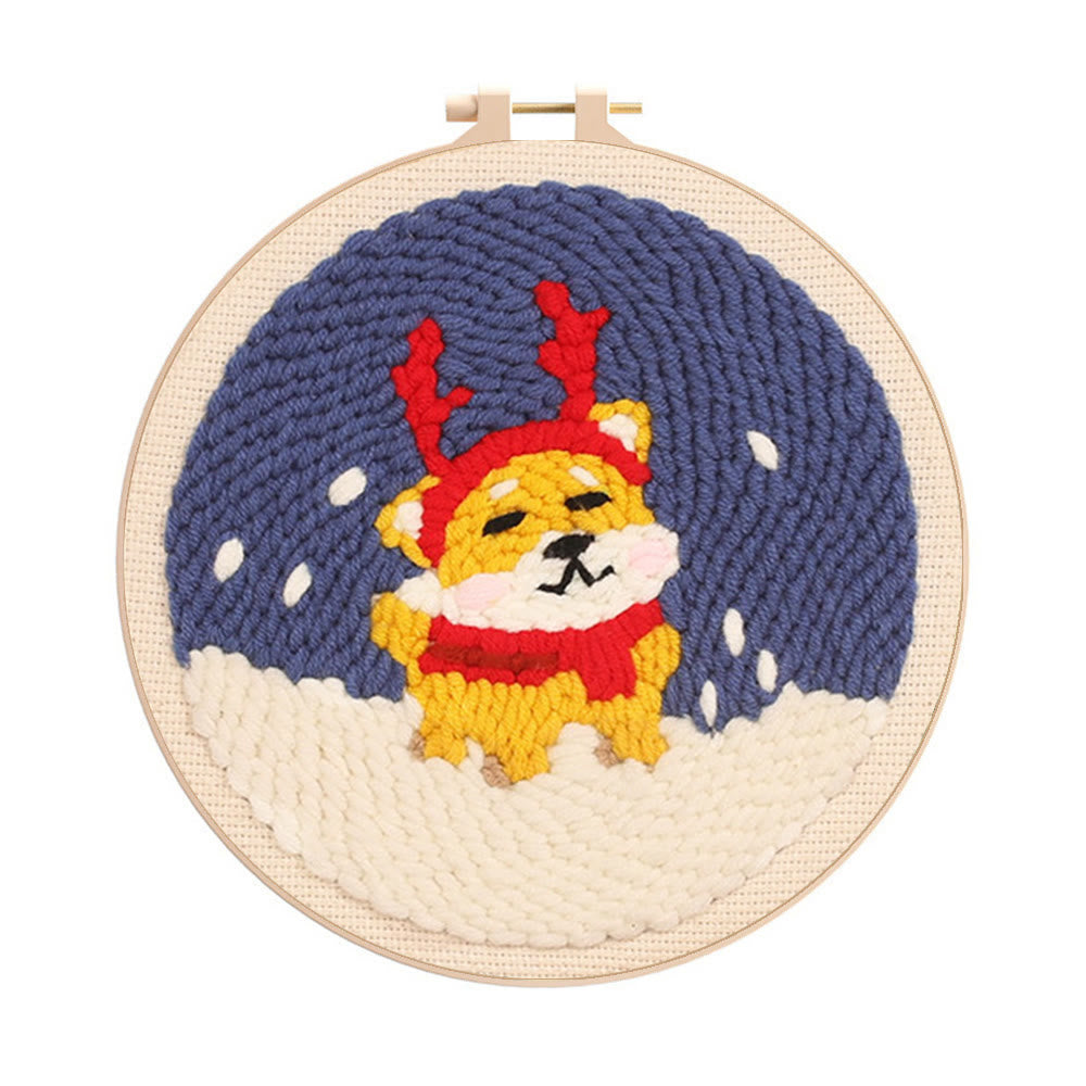 Lovely Dog Punch Needle  Kit - Christmas Room Ornament | Gifts For Dog Lovers - 20cm*20cm - image 0