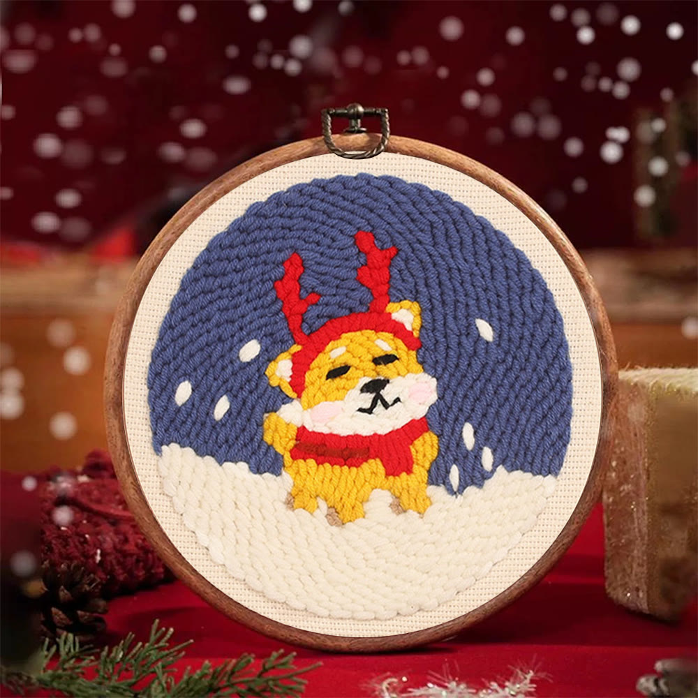 Lovely Dog Punch Needle  Kit - Christmas Room Ornament | Gifts For Dog Lovers - image 1