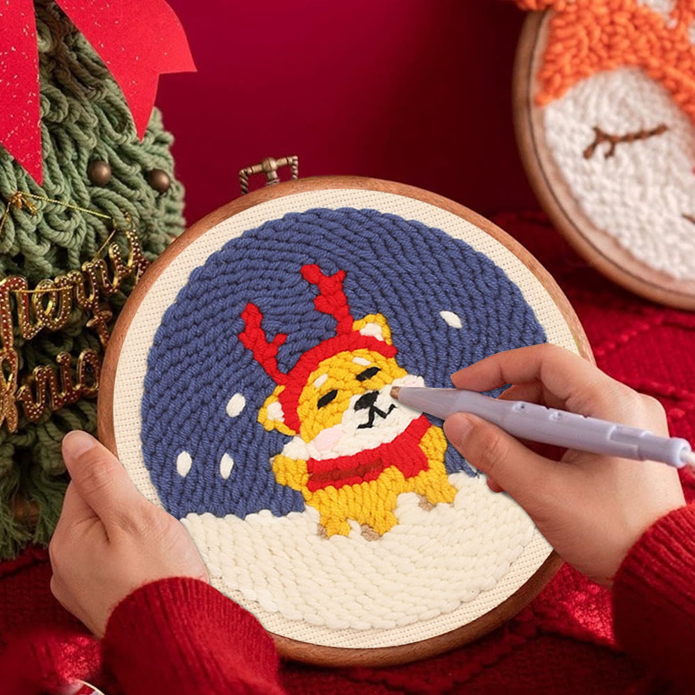 Lovely Dog Punch Needle  Kit - Christmas Room Ornament | Gifts For Dog Lovers - image 3