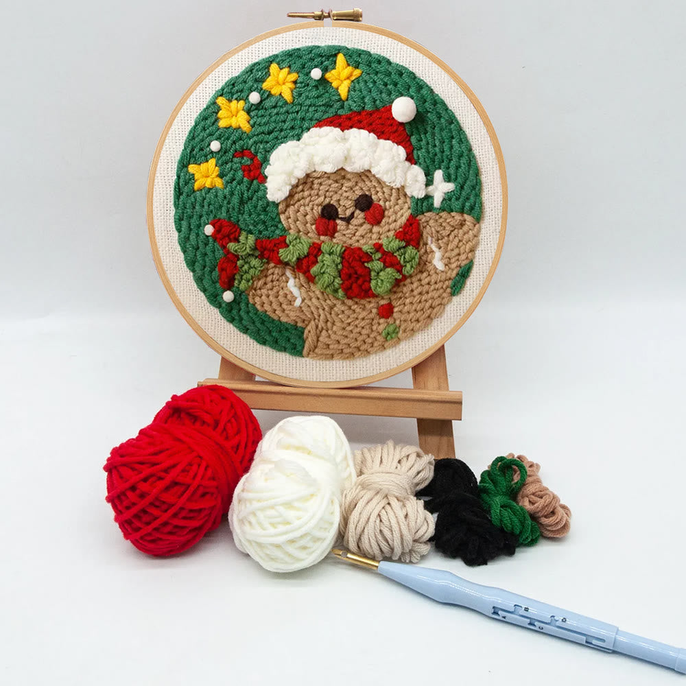 Gingerbread Man Punch Needle  Kit - Adorable Christmas Craft | Starter Christmas Needlework  - image 6
