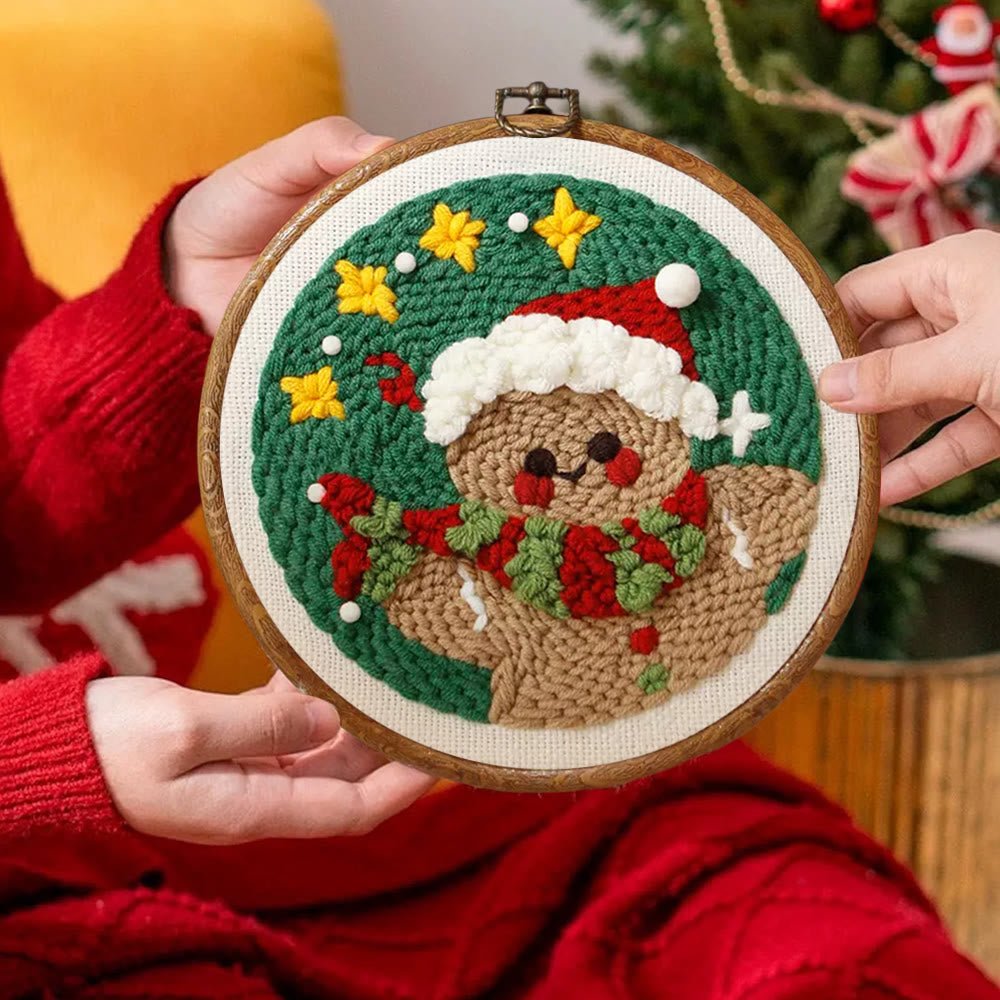 Gingerbread Man Punch Needle  Kit - Adorable Christmas Craft | Starter Christmas Needlework  - image 4