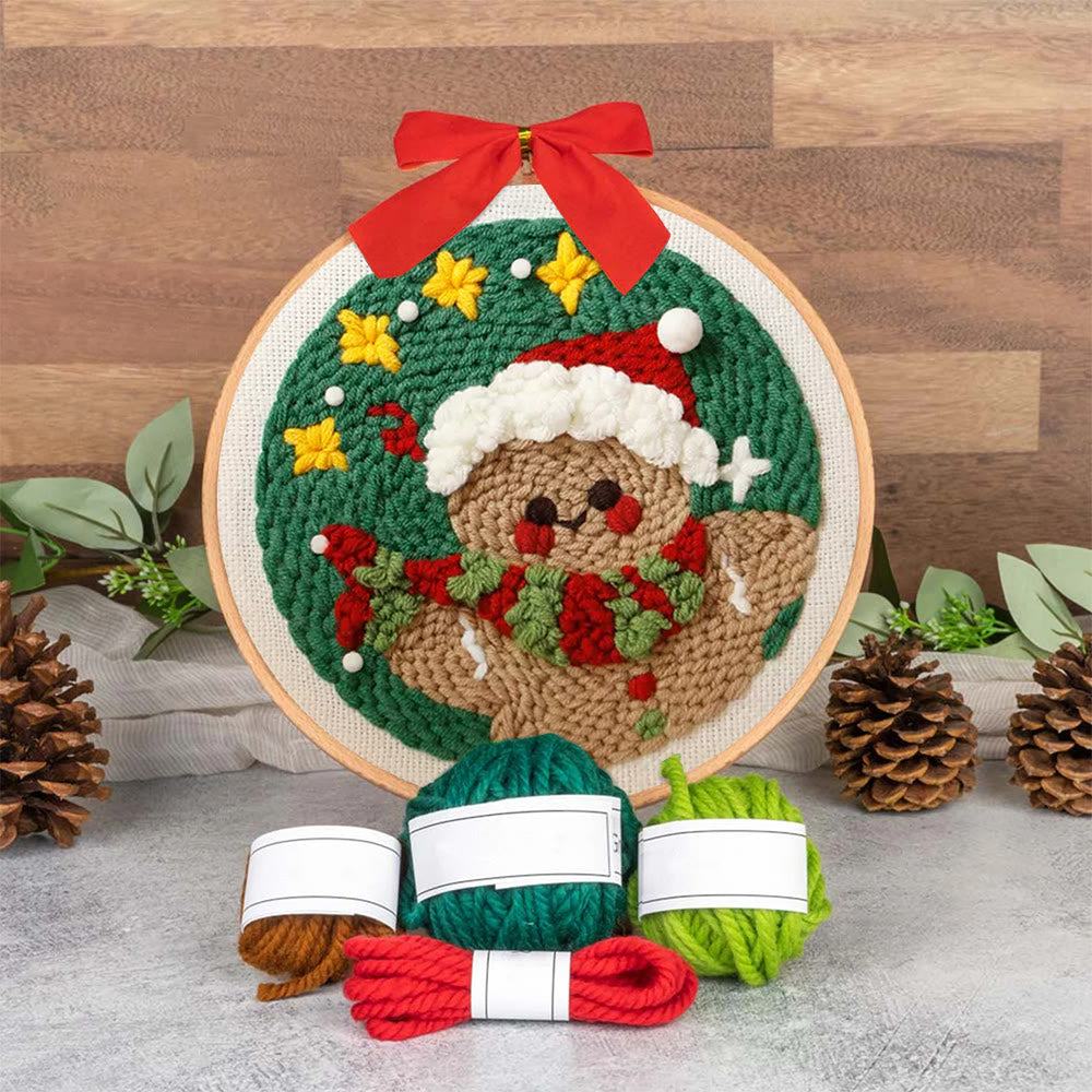 Gingerbread Man Punch Needle  Kit - Adorable Christmas Craft | Starter Christmas Needlework  - image 7