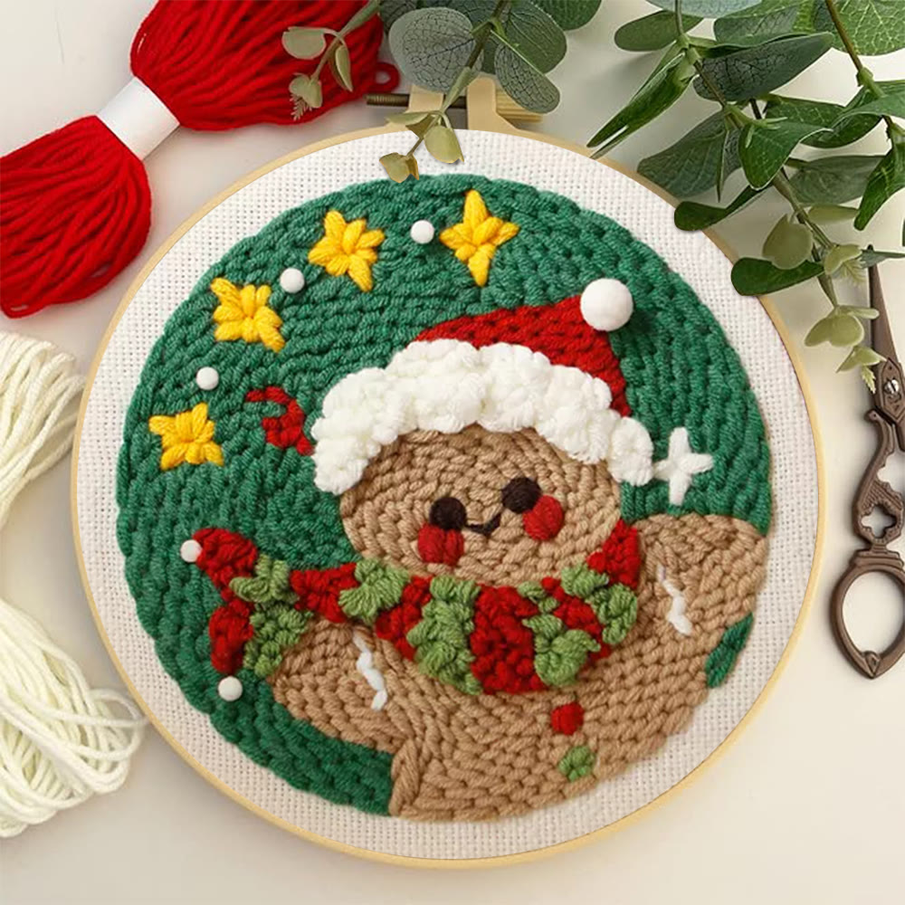 Gingerbread Man Punch Needle  Kit - Adorable Christmas Craft | Starter Christmas Needlework  - image 8