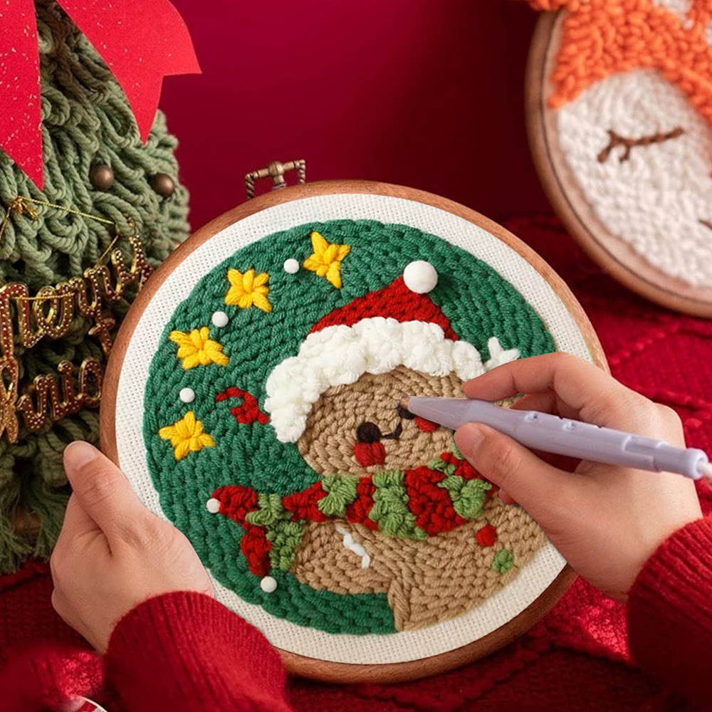 Gingerbread Man Punch Needle  Kit - Adorable Christmas Craft | Starter Christmas Needlework  - image 3