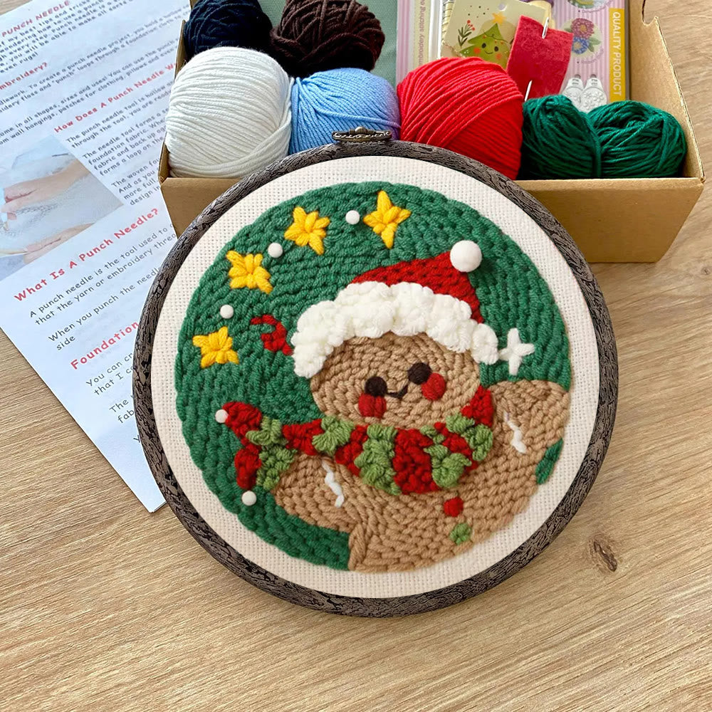 Gingerbread Man Punch Needle  Kit - Adorable Christmas Craft | Starter Christmas Needlework  - image 5