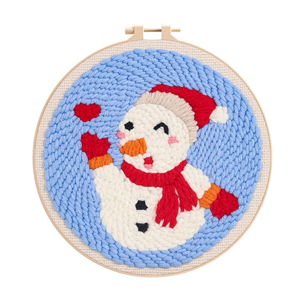 Love Snowman Punch Needle  Kit - Handmade Craft For Lover |  Unique Desk Decor  - 20cm*20cm - image 0