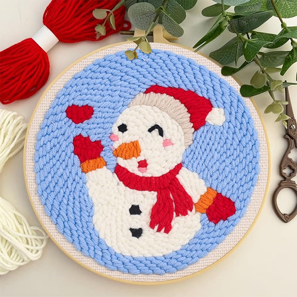 Love Snowman Punch Needle  Kit - Handmade Craft For Lover |  Unique Desk Decor  - image 2