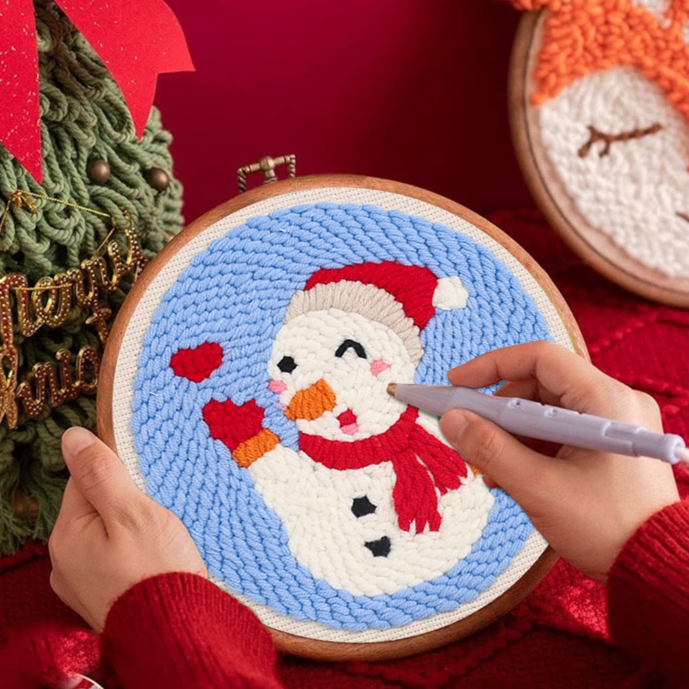 Love Snowman Punch Needle  Kit - Handmade Craft For Lover |  Unique Desk Decor  - image 4