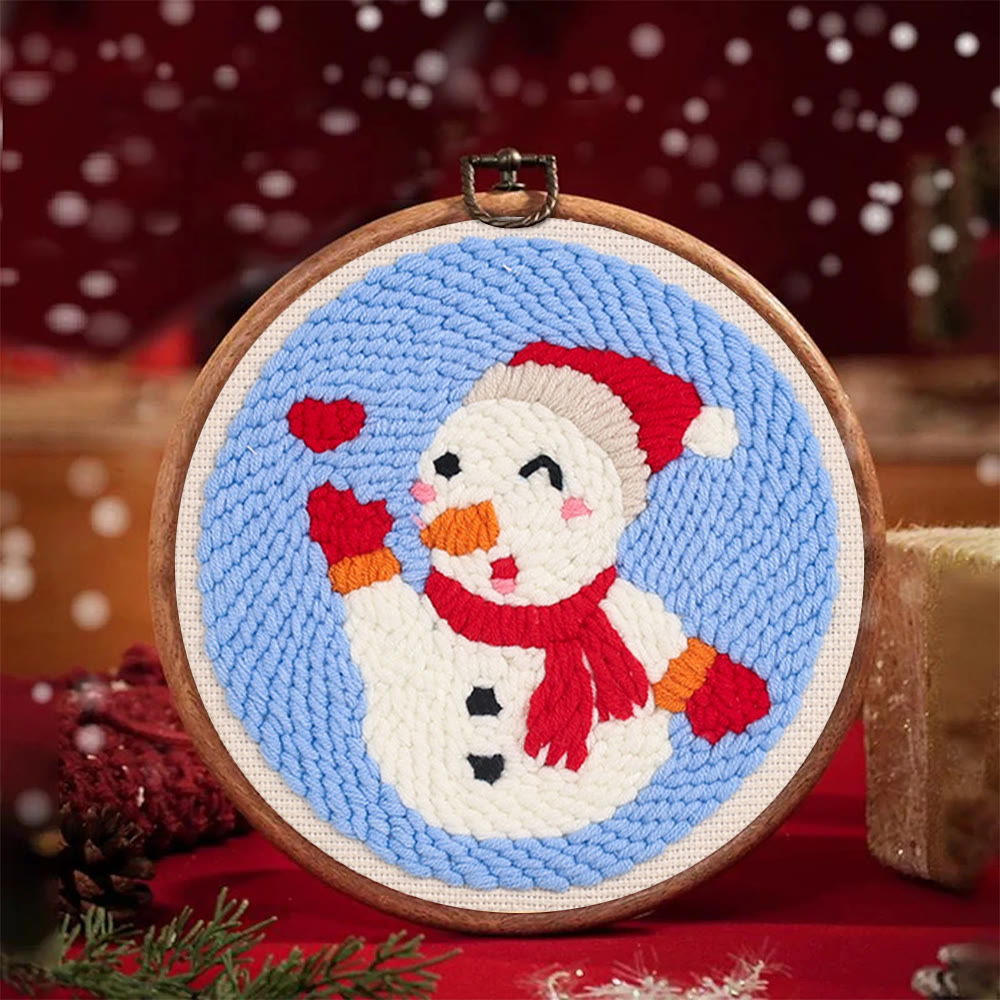 Love Snowman Punch Needle  Kit - Handmade Craft For Lover |  Unique Desk Decor  - image 1