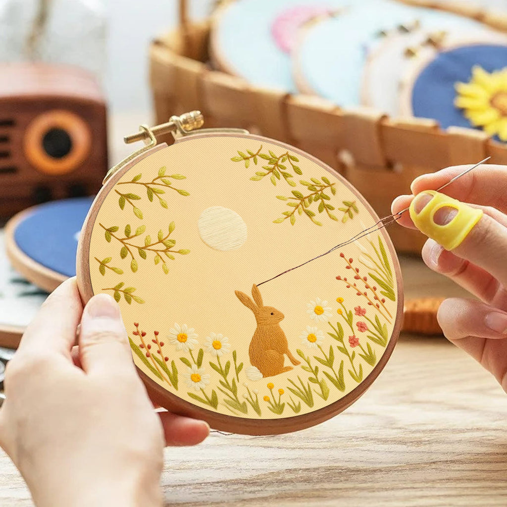 Rubbyoo Embroidery Kit - Rabbit In The Moonlight | Animal Needle Craft - image 2