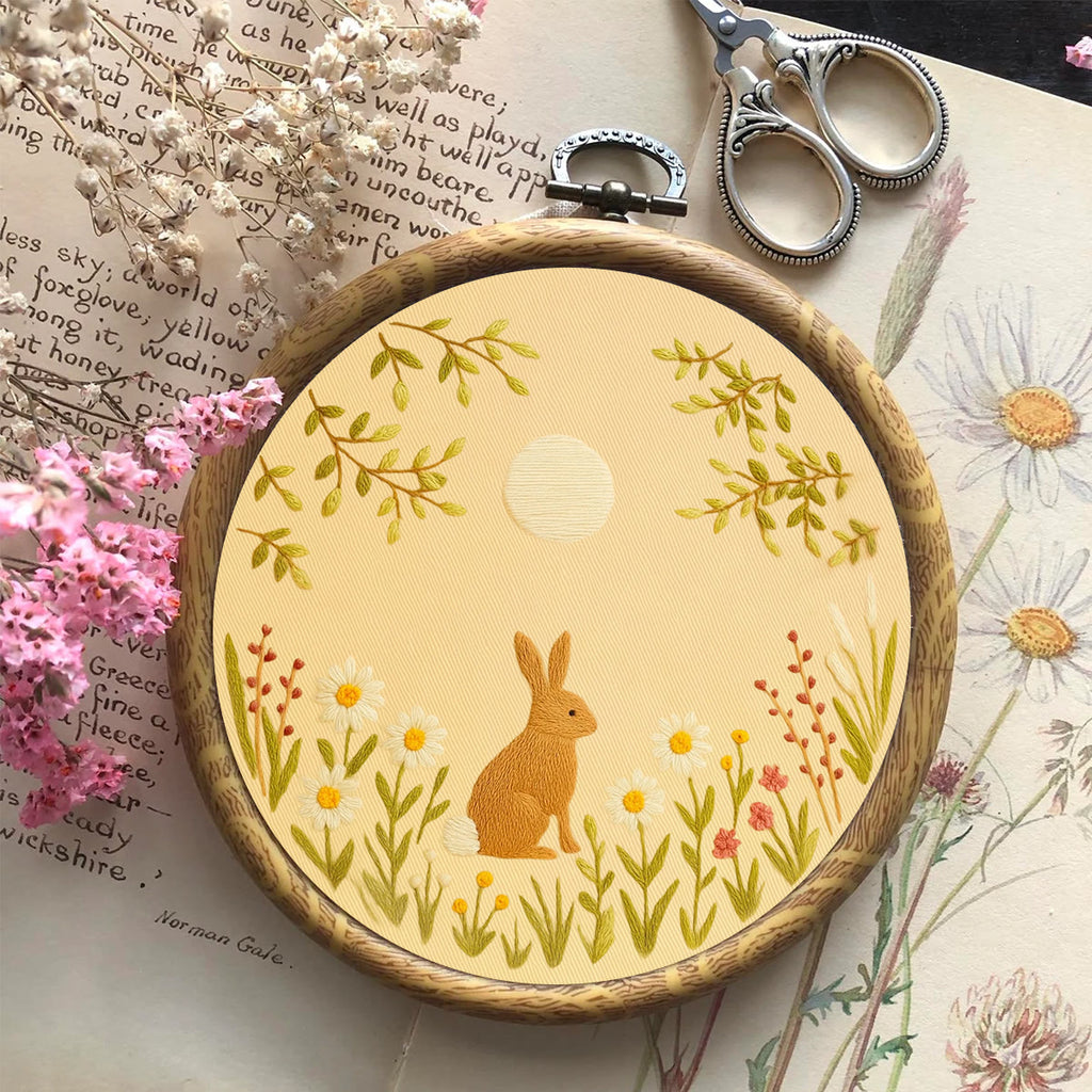 Rubbyoo Embroidery Kit - Rabbit In The Moonlight | Animal Needle Craft - image 1