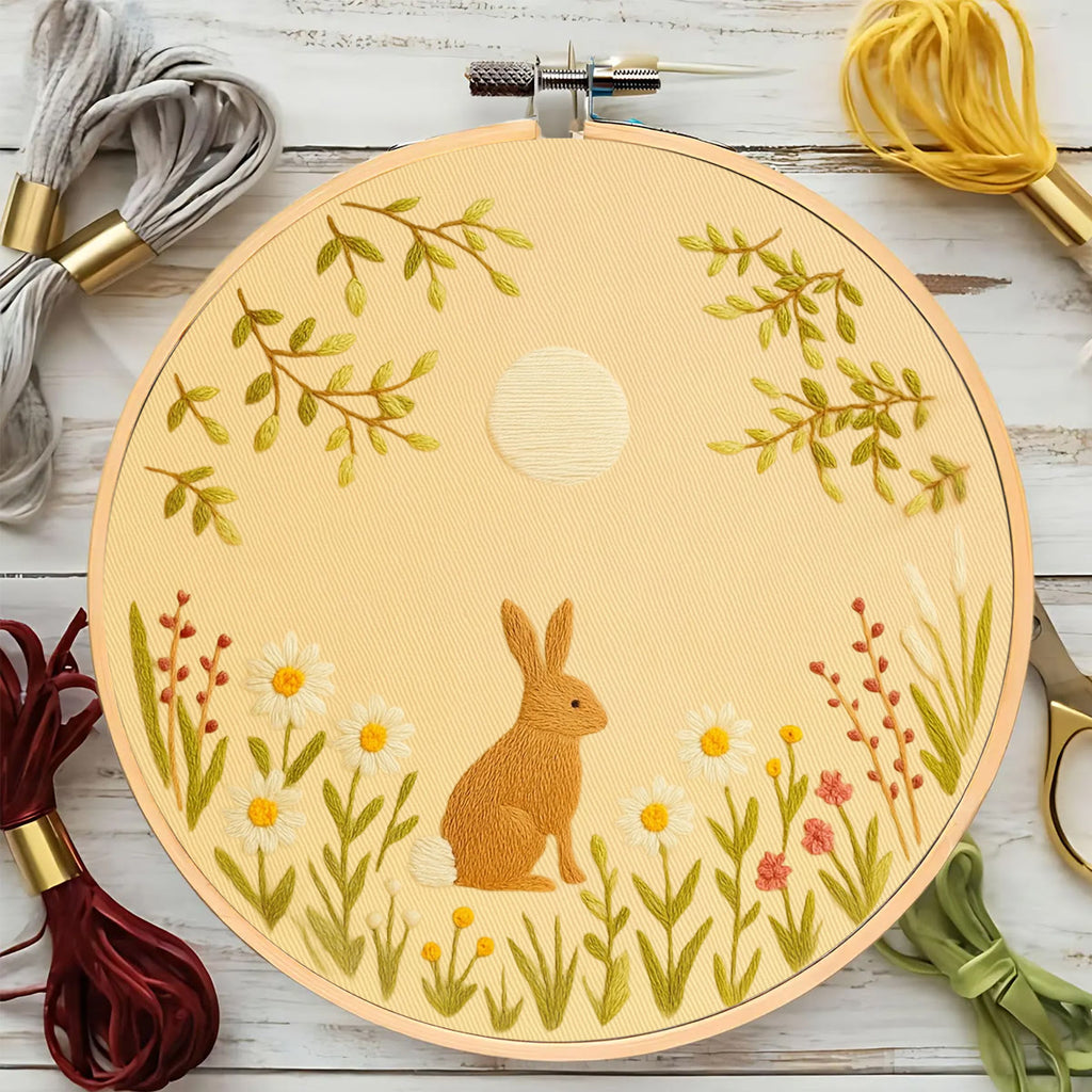 Rubbyoo Embroidery Kit - Rabbit In The Moonlight | Animal Needle Craft - image 8