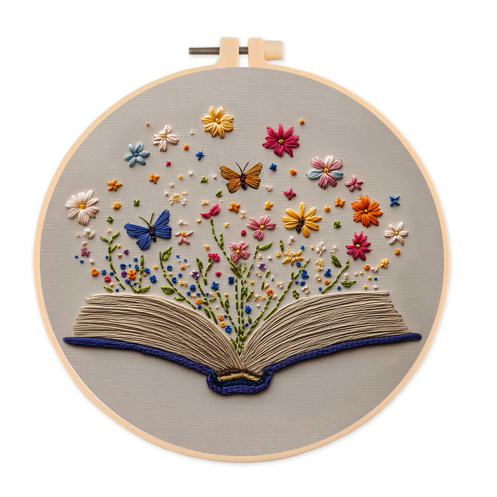 Rubbyoo Embroidery Kit - Butterflies With Blooming Book |  Stitch Set For Beginner  - 15*15cm - Embroidery Kit - image 0