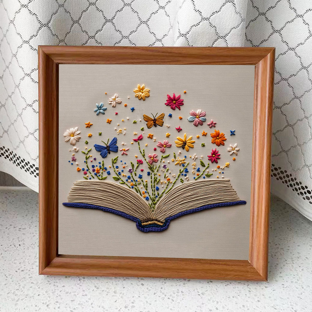 Rubbyoo Embroidery Kit - Butterflies With Blooming Book |  Stitch Set For Beginner  - 15*15cm - Embroidery Kit Plus An Extra Frame - image 9