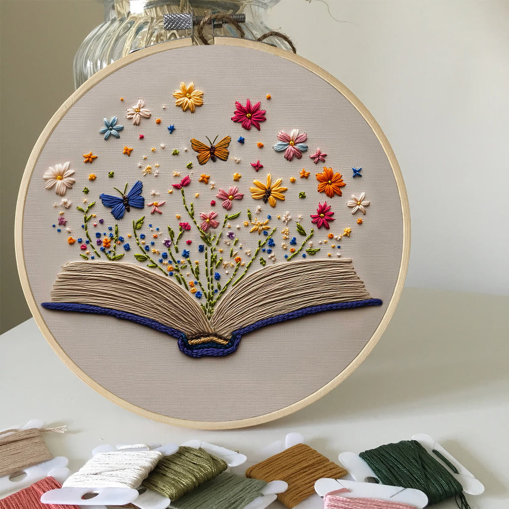 Rubbyoo Embroidery Kit - Butterflies With Blooming Book |  Stitch Set For Beginner  - image 1