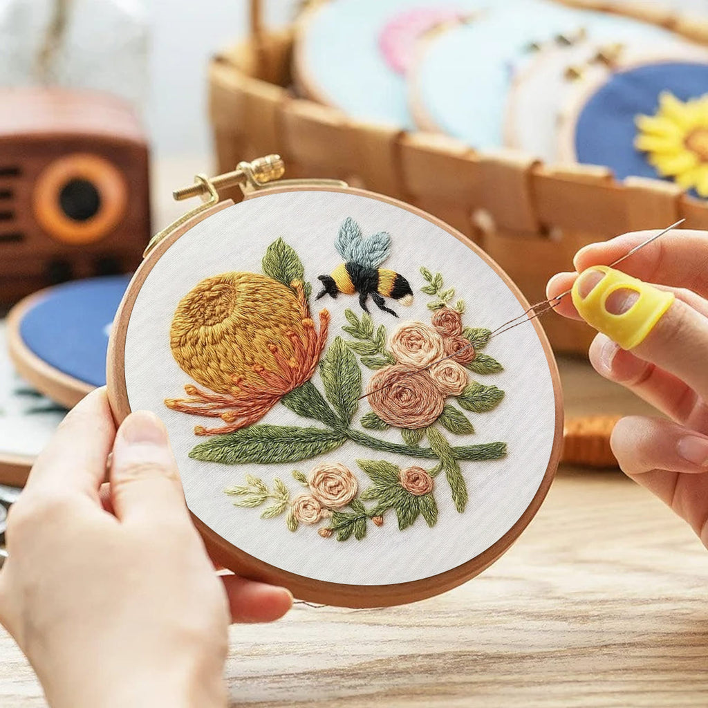 Rubbyoo Embroidery Kit - Charming Flowers With Bee |  Great Room Decor - image 7