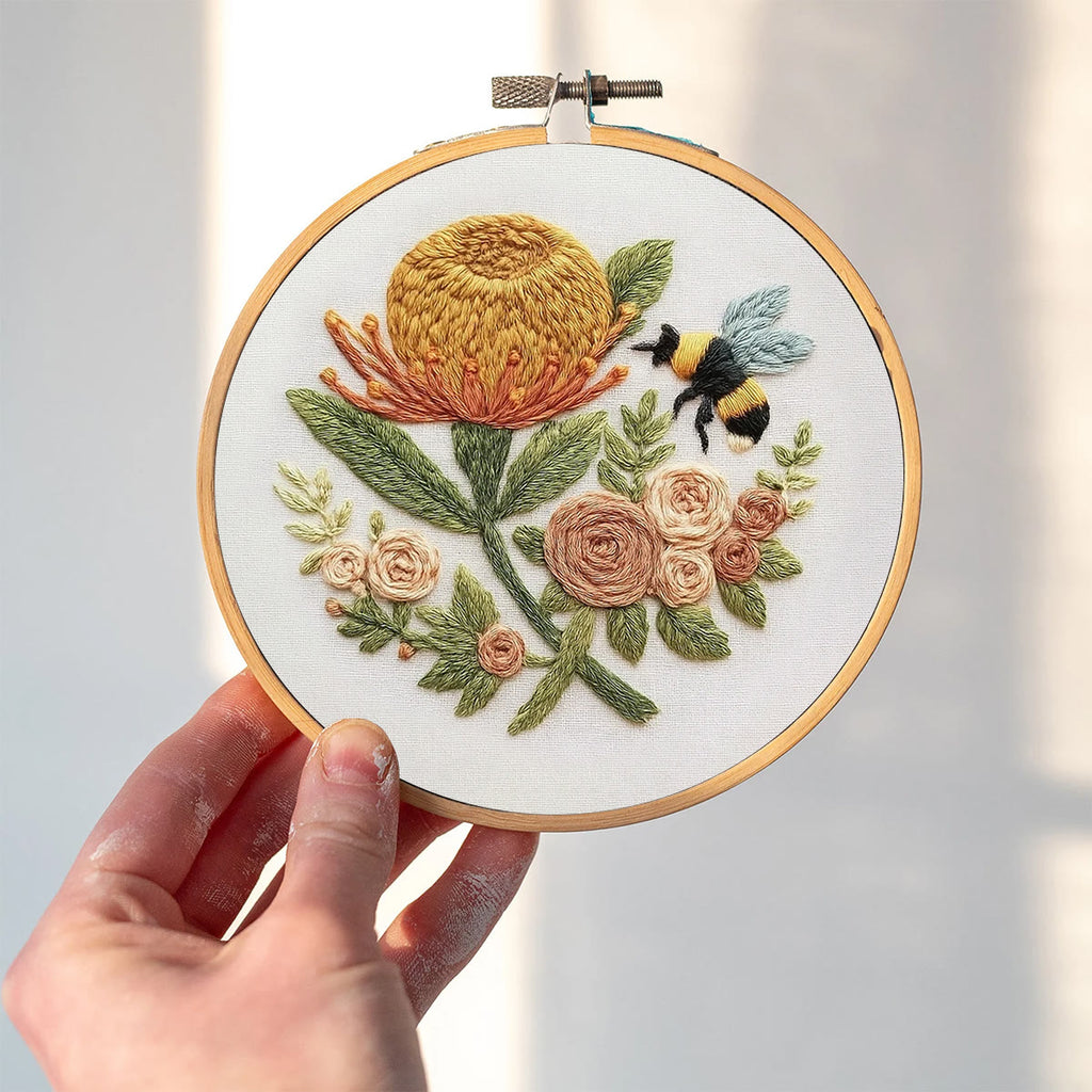 Rubbyoo Embroidery Kit - Charming Flowers With Bee |  Great Room Decor - image 6