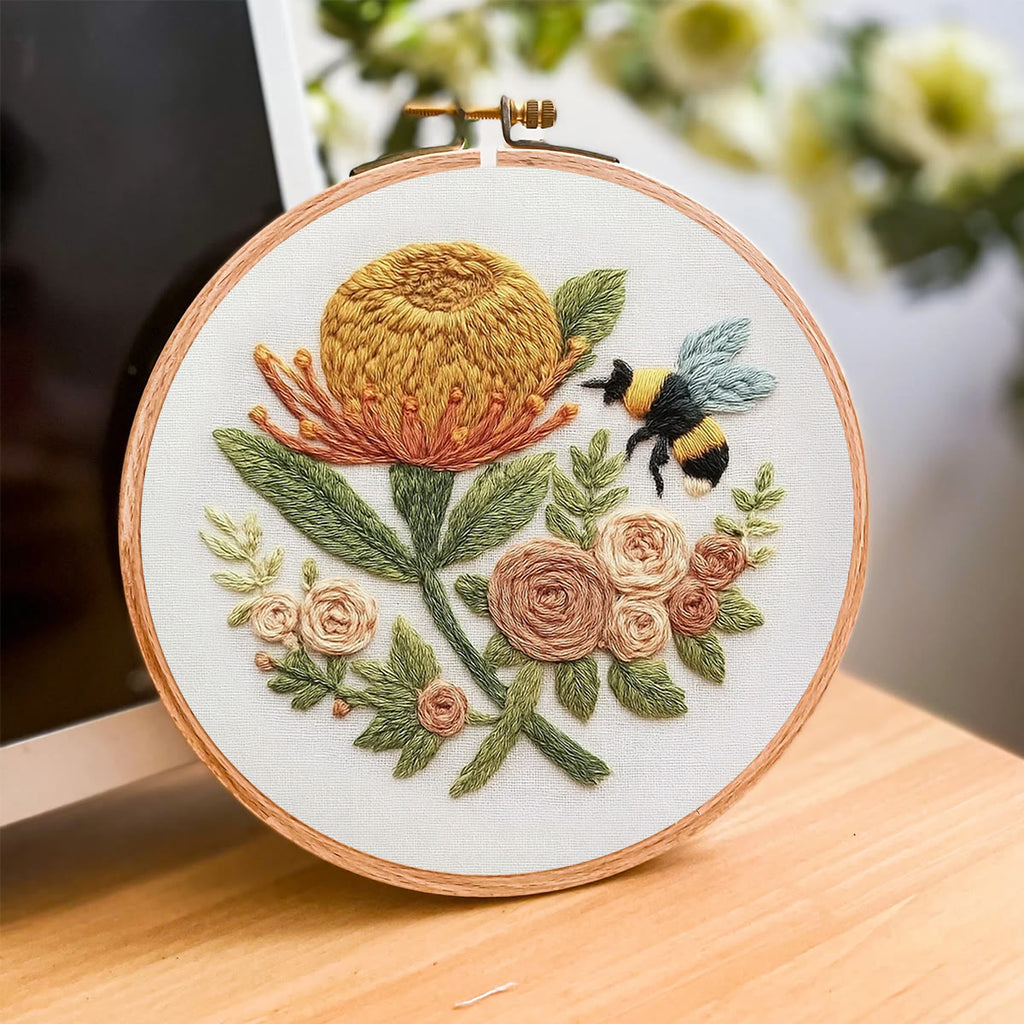 Rubbyoo Embroidery Kit - Charming Flowers With Bee |  Great Room Decor - image 4