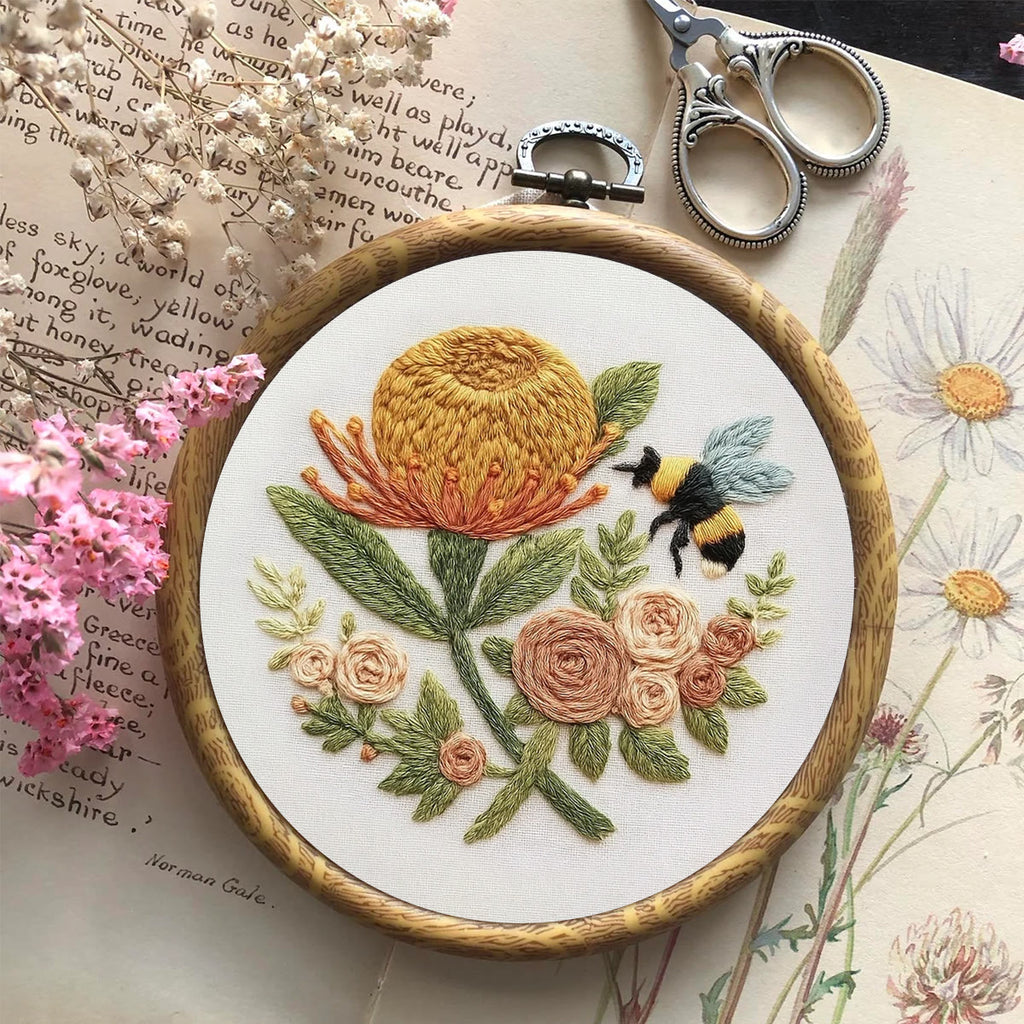 Rubbyoo Embroidery Kit - Charming Flowers With Bee |  Great Room Decor - image 3