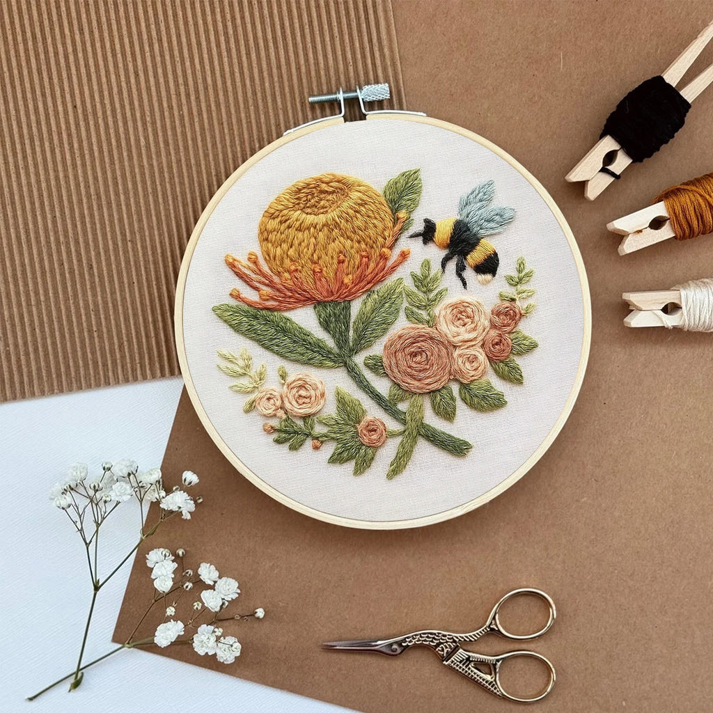 Rubbyoo Embroidery Kit - Charming Flowers With Bee |  Great Room Decor - image 9